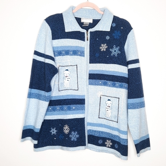 Vintage Allison Daley Puppy Dog Winter Sweater 1X - Picture 1 of 6